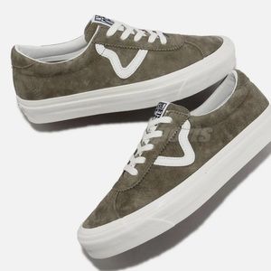 Vans Style 73 DX Overland Trek Green low top sneakers.